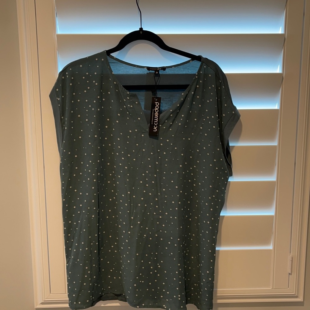 PaperMoon Reece Mixed Material Top XL Teal NWT